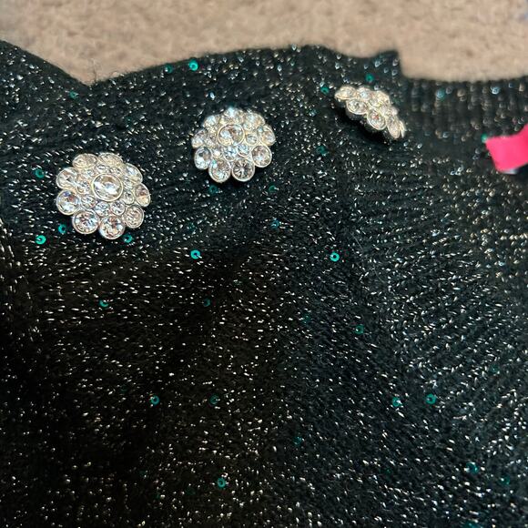 Lilly Pulitzer Morgen Sequin Sweater Size Large Evergreen Metallic Holiday Glam - Picture 4 of 9